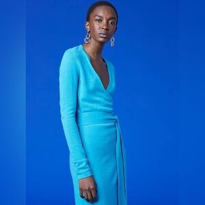 Dvf - Linda cashmere dress in brilliant blue size P